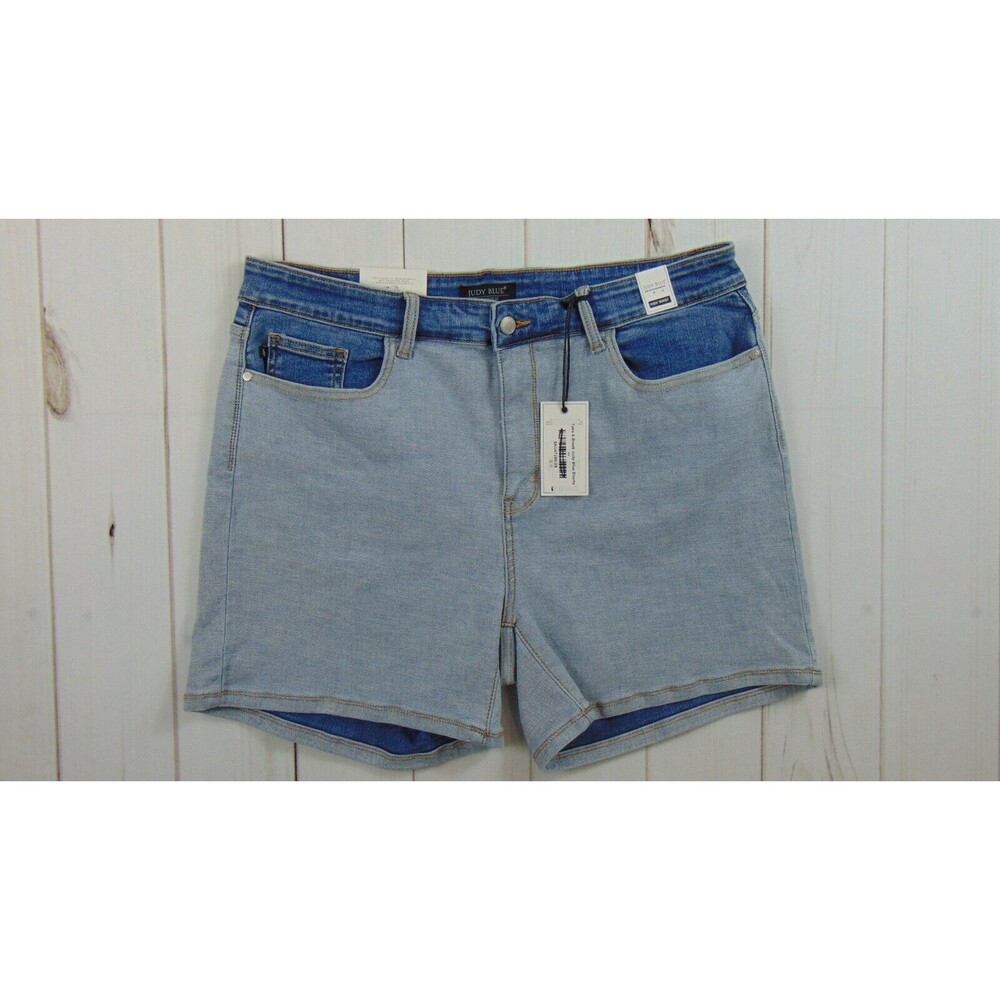 New Judy Blue Denim Jean Shorts Women's Size 2XL High Waist Ombre 5" Inseam